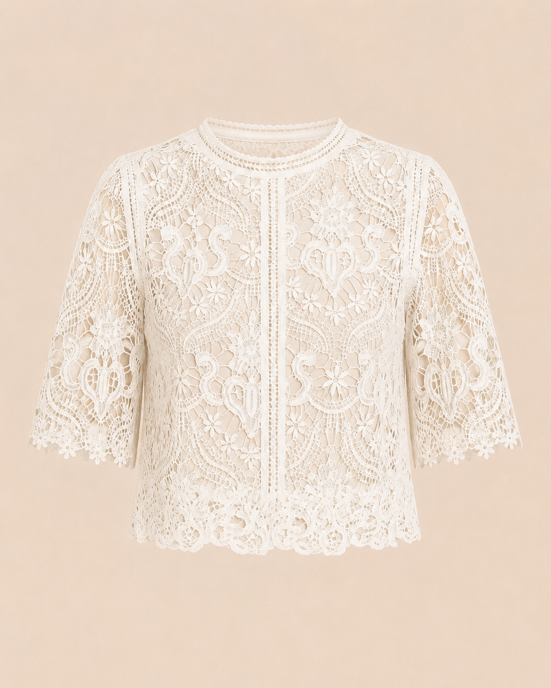 Top Céline — Dentelle Florale Ivoire
