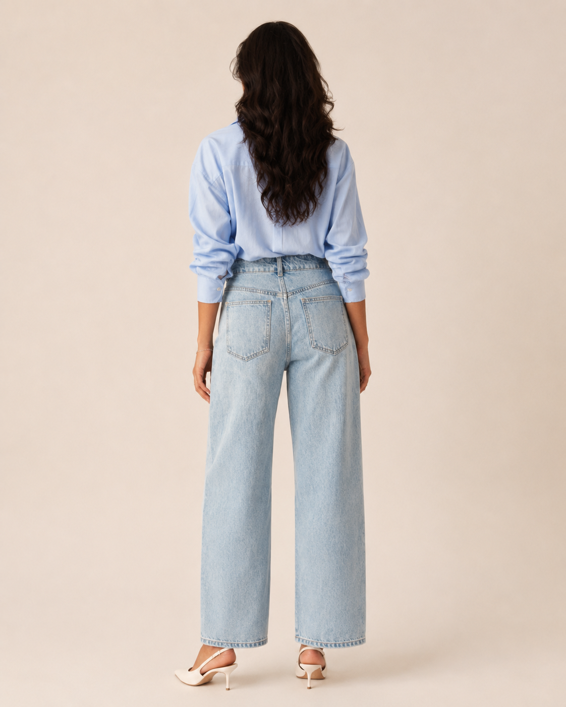 Pantalon Noélie — Jean Large Bleu Clair