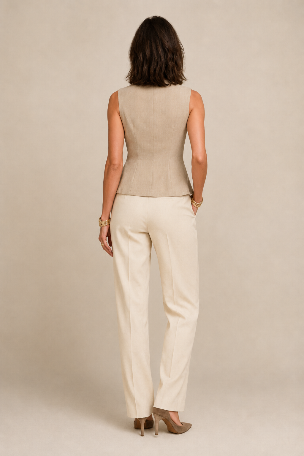 Top Ariane — Lin Beige Structuré