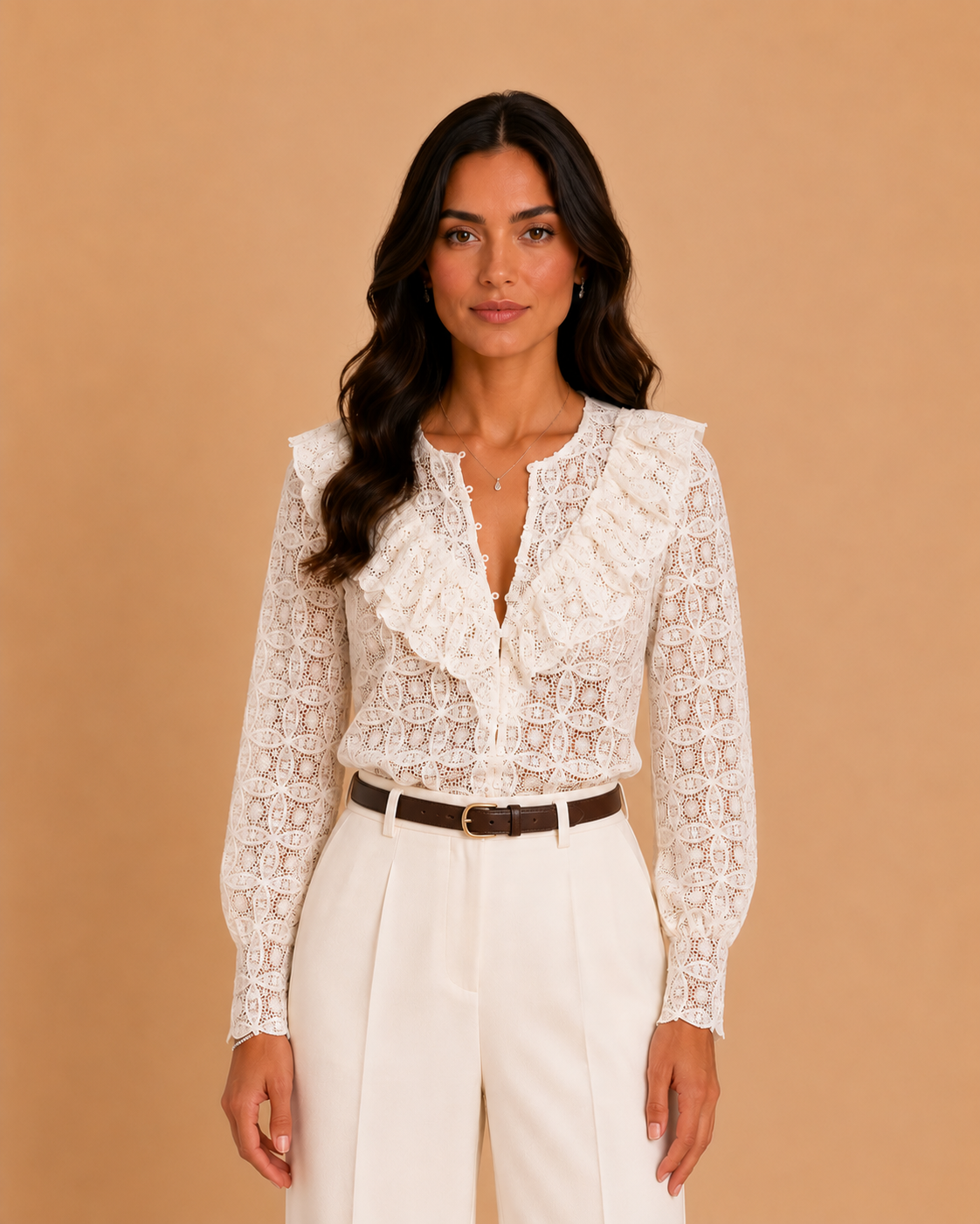 Top Aveline — Dentelle Ivoire & Volants