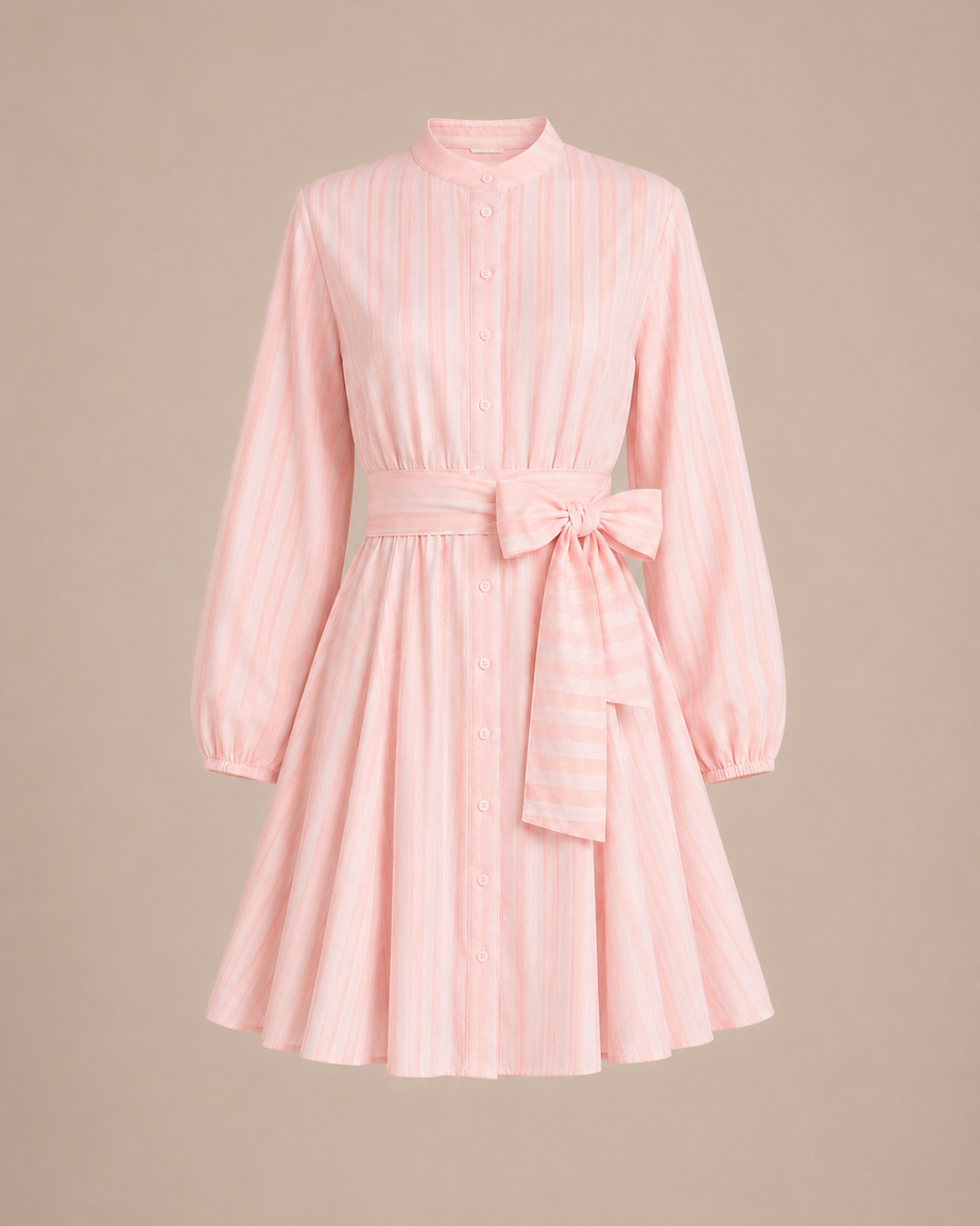 Robe Élyra — Coton Jacquard Rose Poudré