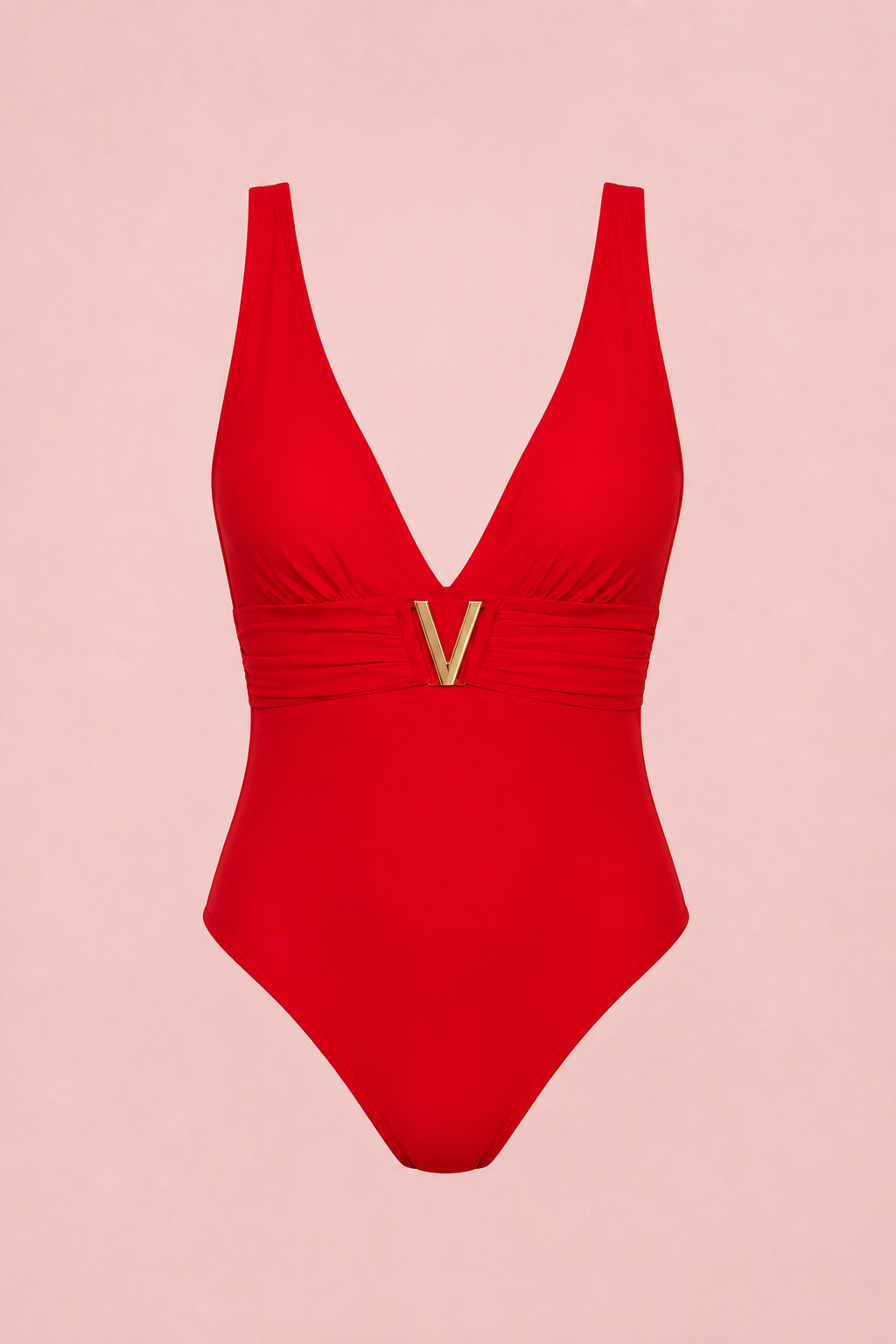Maillot Victoria — Rouge Éclat & Détail Doré