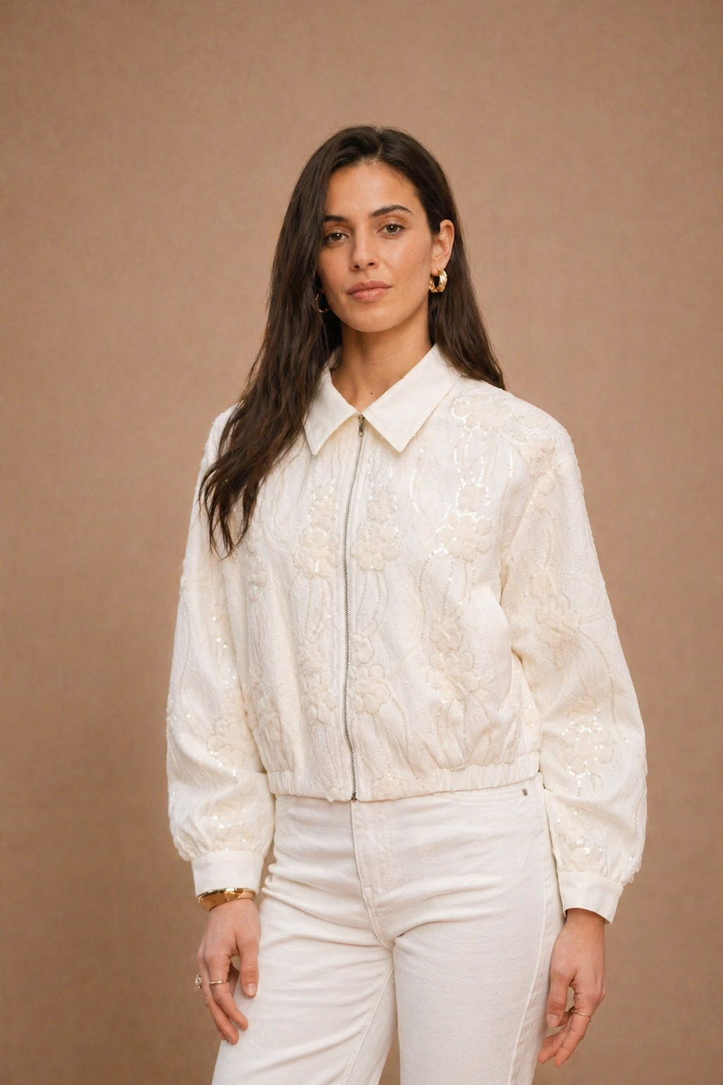Veste Éloïne — Dentelle Perlée Ivoire
