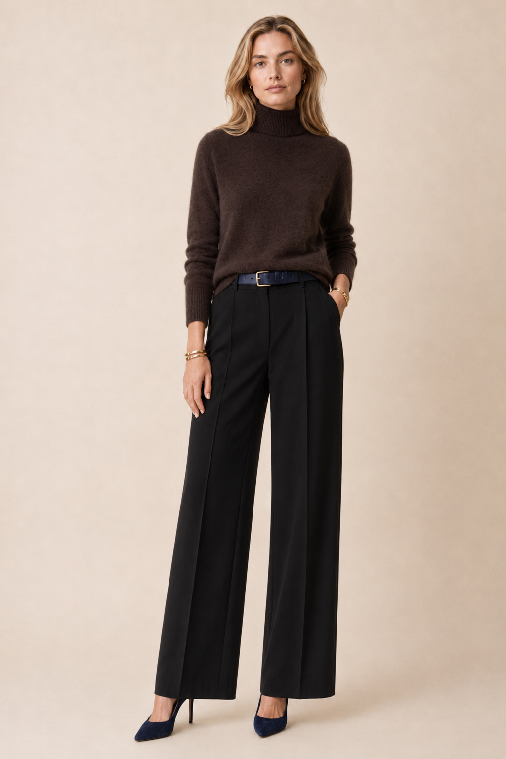 Top Louisa — Maille Col Roulé Chocolat