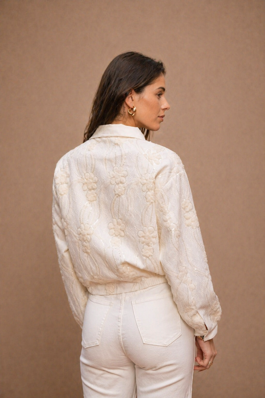 Veste Éloïne — Dentelle Perlée Ivoire
