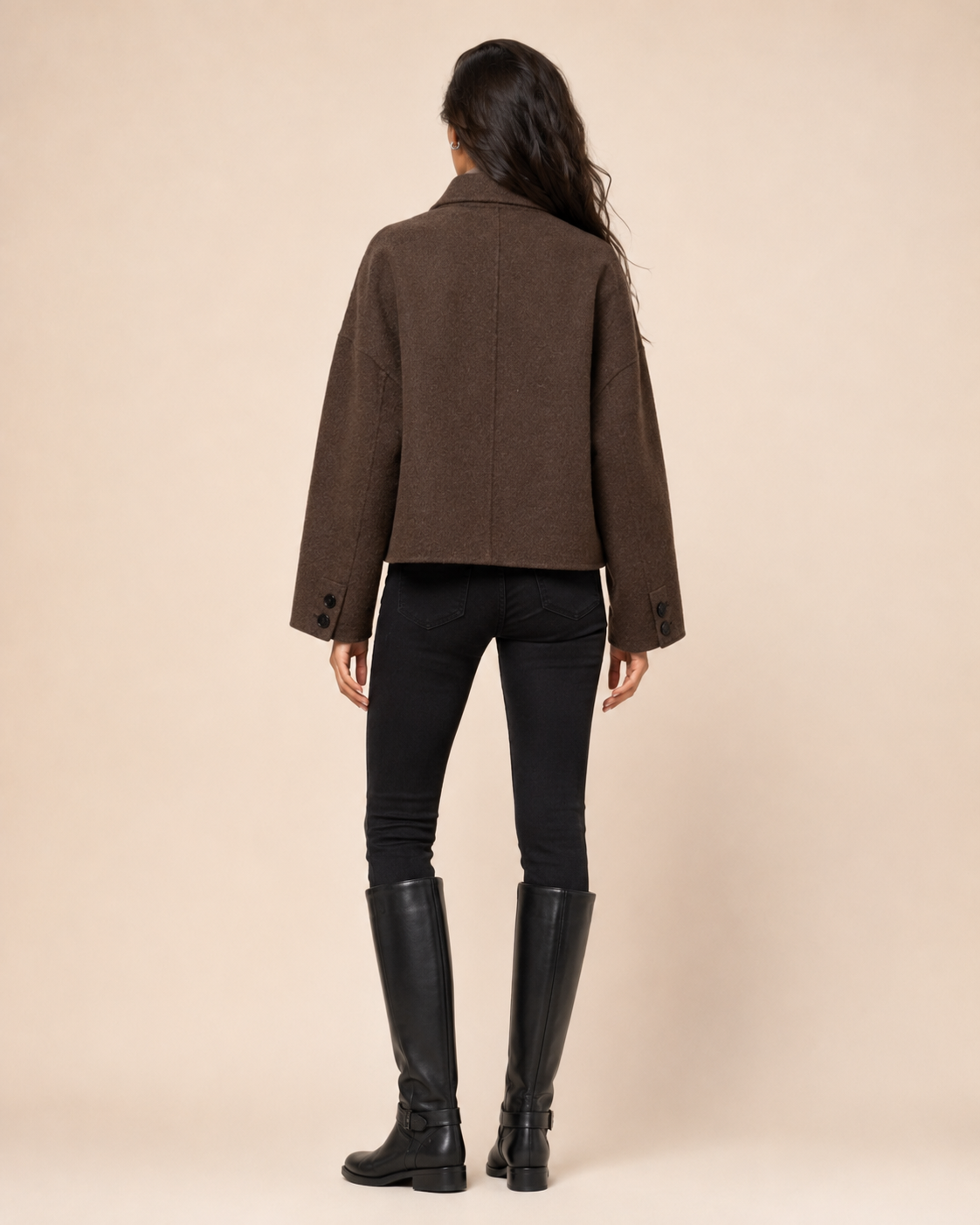 Veste Alba — Laine Chocolat Boutonnée